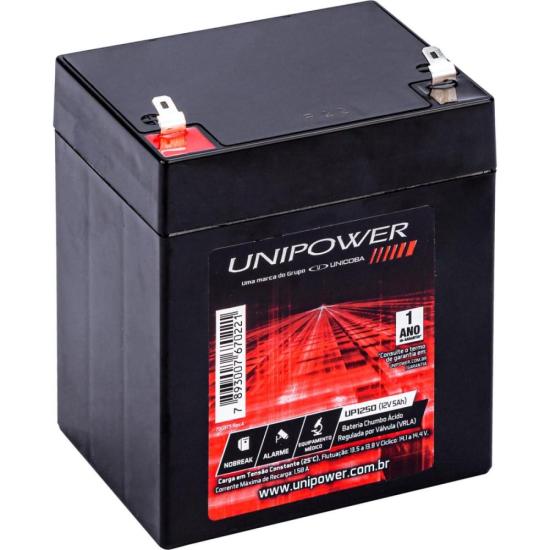 BATERIA ESTACIONÁRIA SELADA 12V 5AH VRLA UP1250 UNIPOWER
