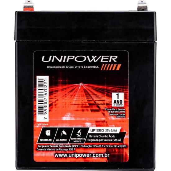 BATERIA ESTACIONÁRIA SELADA 12V 5AH VRLA UP1250 UNIPOWER