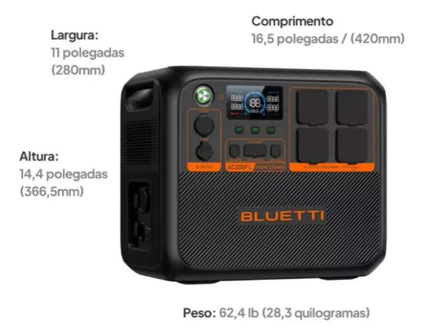Bluetti AC200PL 2304wh Estação De Energia Gerador Bateria Solar 2400w